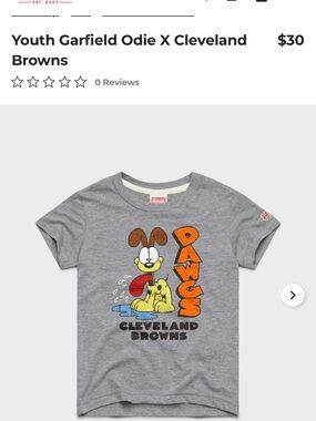 Youth Garfield Odie X Cleveland Browns by Homage- Size youth 3